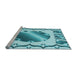 Sideview of Machine Washable Transitional Blue Rug, wshpat2009lblu