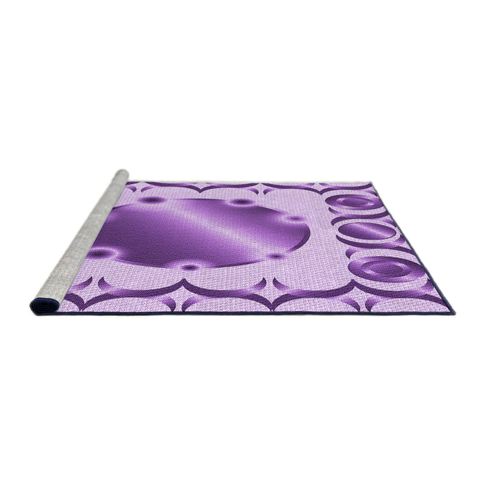 Sideview of Machine Washable Transitional Blossom Pink Rug, wshpat2009pur