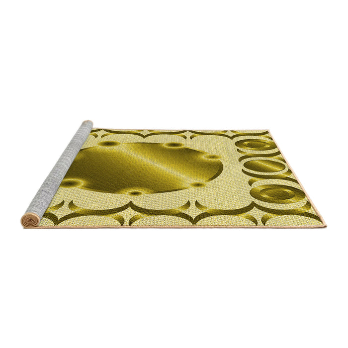 Sideview of Machine Washable Transitional Dark Golden Brown Rug, wshpat2009yw