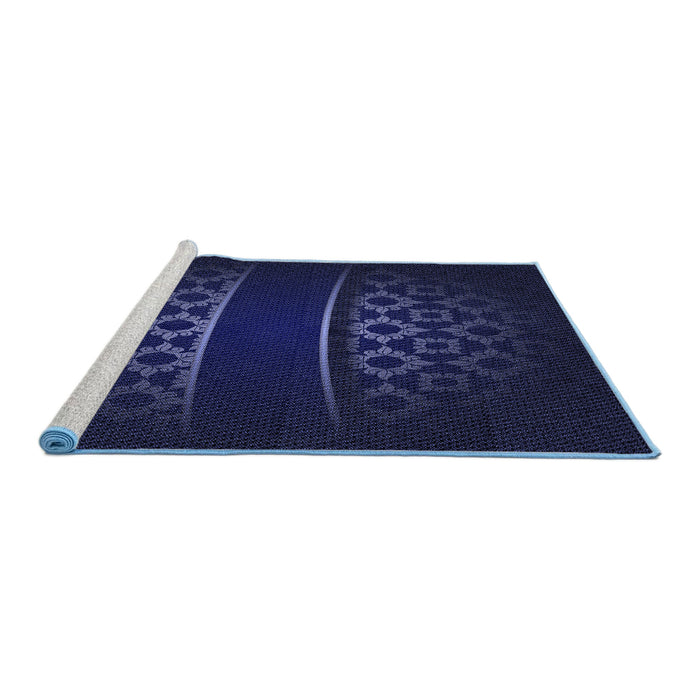 Sideview of Machine Washable Transitional Night Blue Rug, wshpat201blu