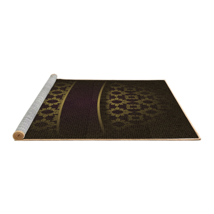 Sideview of Machine Washable Transitional Black Rug, wshpat201brn