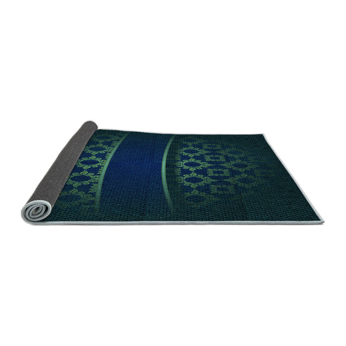 Thickness of Patterned Night Blue Rug, pat201lblu