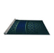 Sideview of Machine Washable Transitional Night Blue Rug, wshpat201lblu