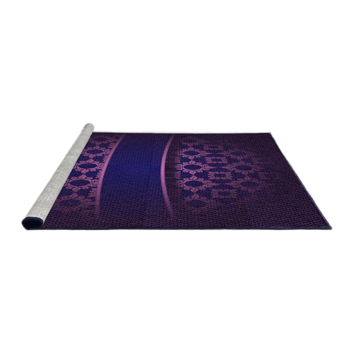 Sideview of Machine Washable Transitional Night Blue Rug, wshpat201pur