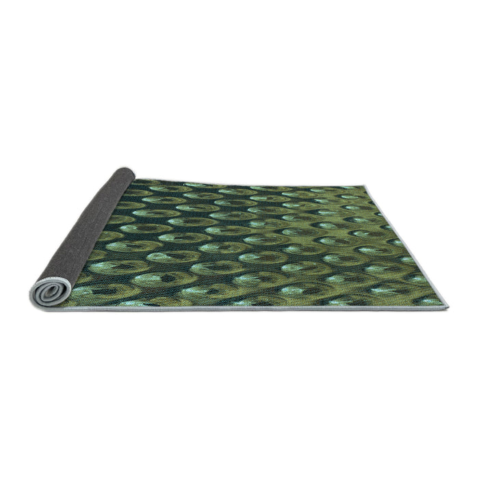 Thickness of Patterned Dark Forest Green Rug, pat2010lblu