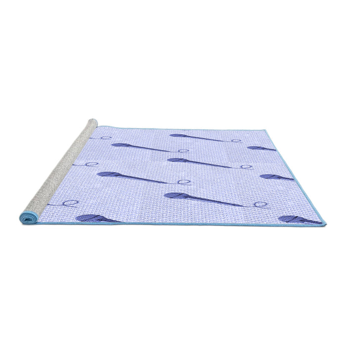 Sideview of Machine Washable Transitional Lavender Blue Rug, wshpat2015blu