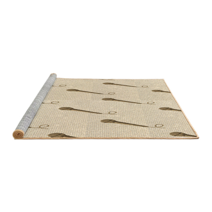 Sideview of Machine Washable Transitional Moccasin Beige Rug, wshpat2015brn