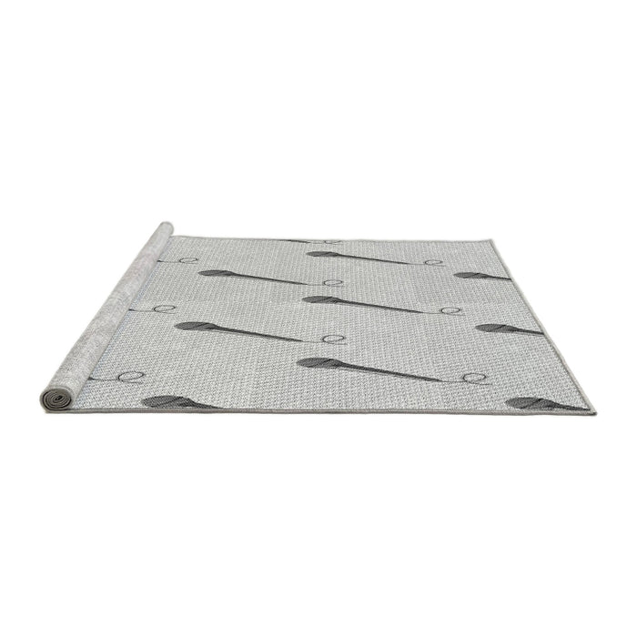 Sideview of Machine Washable Transitional Platinum Gray Rug, wshpat2015gry