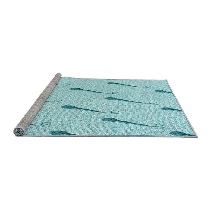 Sideview of Machine Washable Transitional Diamond Blue Rug, wshpat2015lblu