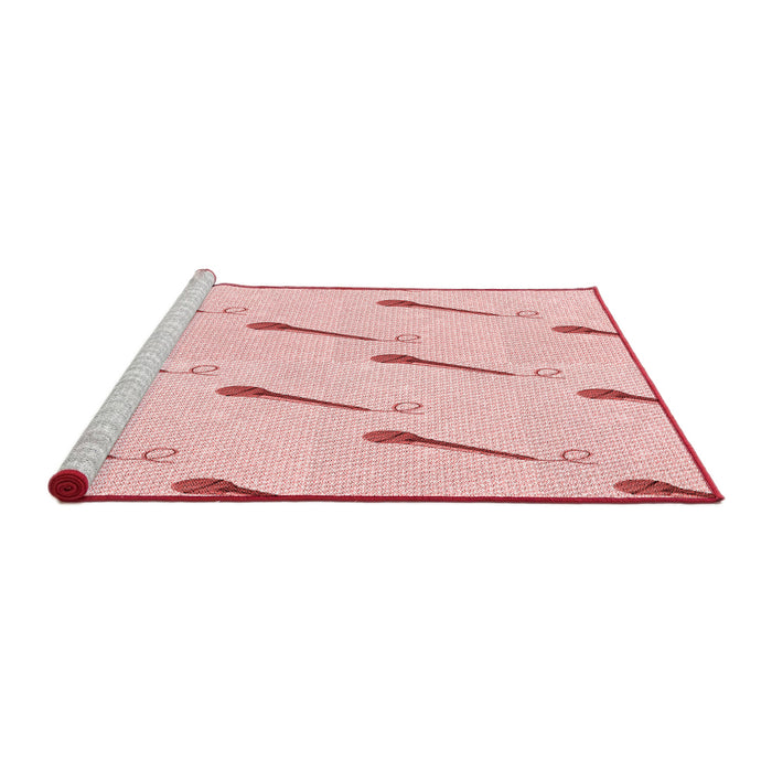Sideview of Machine Washable Transitional Pastel Red Pink Rug, wshpat2015rd