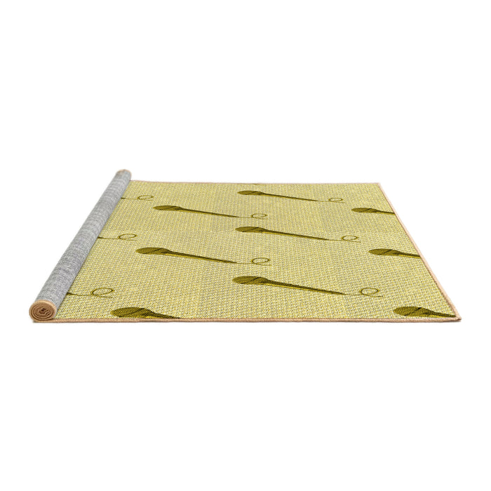 Sideview of Machine Washable Transitional Yellow Rug, wshpat2015yw