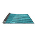 Thickness of Patterned Bright Turquoise Blue Rug, pat2016lblu