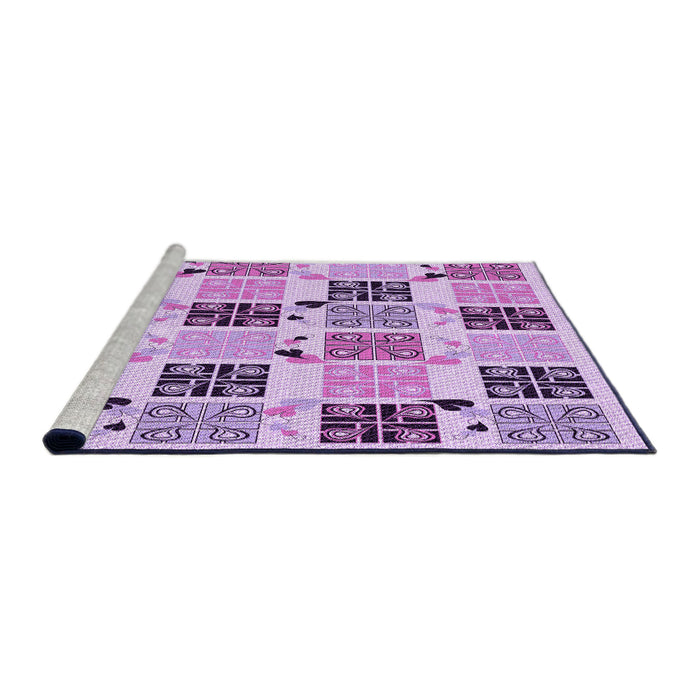 Sideview of Machine Washable Transitional Blossom Pink Rug, wshpat2017pur