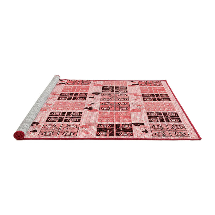 Sideview of Machine Washable Transitional Deep Rose Pink Rug, wshpat2017rd
