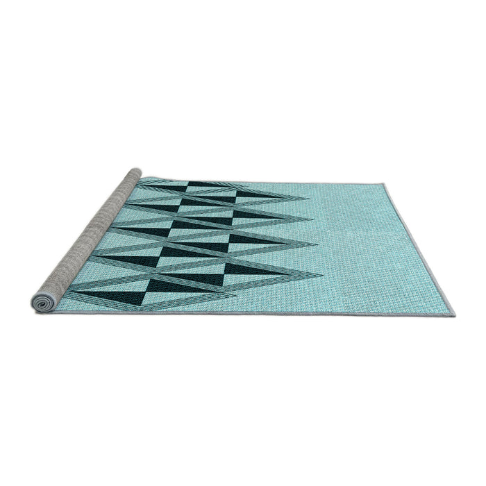 Sideview of Machine Washable Transitional Seafoam Green Rug, wshpat202lblu