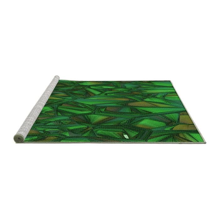 Sideview of Machine Washable Transitional Dark Forest Green Rug, wshpat2020grn