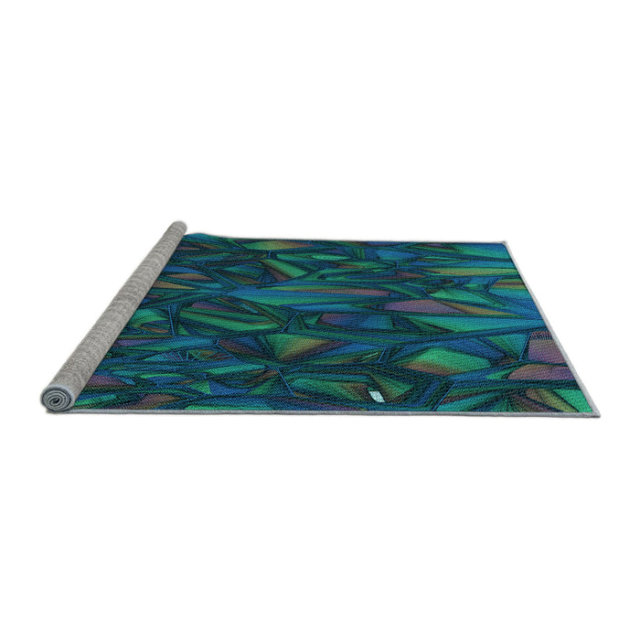 Sideview of Machine Washable Transitional Deep-Sea Blue Rug, wshpat2020lblu