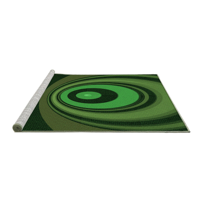 Sideview of Machine Washable Transitional Dark Lime Green Rug, wshpat2021grn