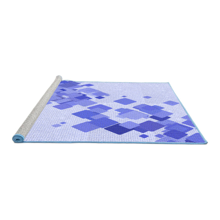 Sideview of Machine Washable Transitional Blue Rug, wshpat2022blu