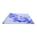 Sideview of Machine Washable Transitional Blue Rug, wshpat2022blu