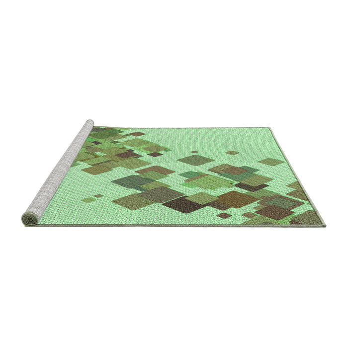 Sideview of Machine Washable Transitional Green Rug, wshpat2022grn