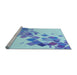 Sideview of Machine Washable Transitional Blue Rug, wshpat2022lblu