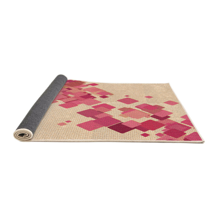 Thickness of Patterned Deep Peach Orange Rug, pat2022org