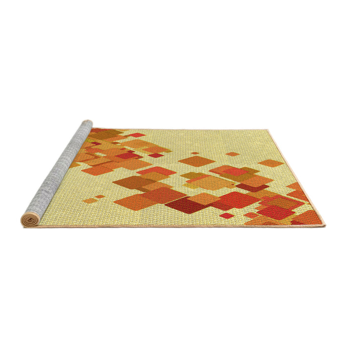 Sideview of Machine Washable Transitional Neon Orange Rug, wshpat2022yw