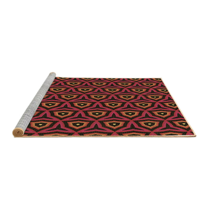 Sideview of Machine Washable Transitional Red Wine or Wine Red Rug, wshpat2023brn