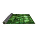 Thickness of Patterned Deep Emerald Green Rug, pat2024grn
