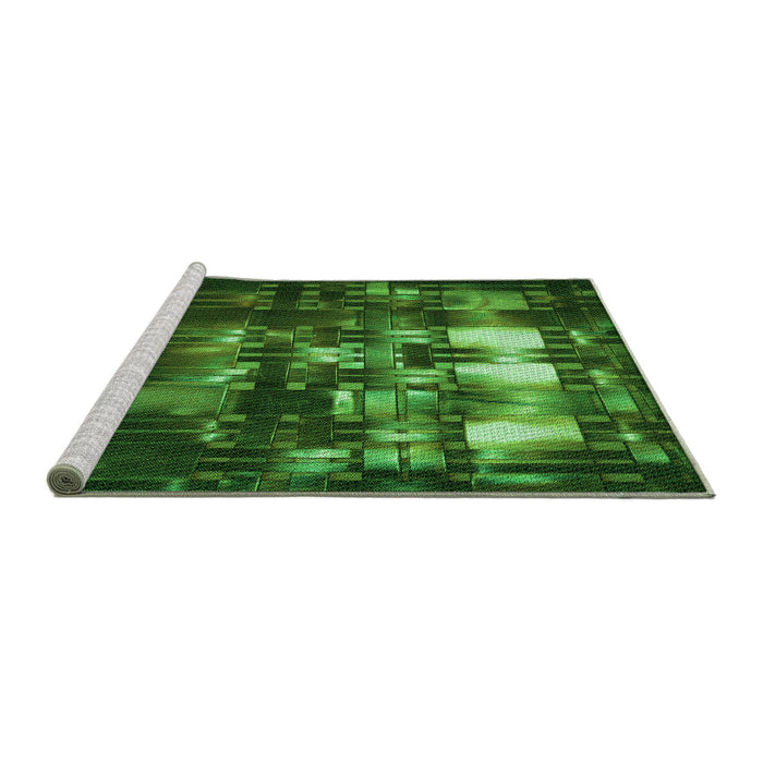 Sideview of Machine Washable Transitional Deep Emerald Green Rug, wshpat2024grn