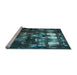 Sideview of Machine Washable Transitional Dark Slate Grey Green Rug, wshpat2024lblu