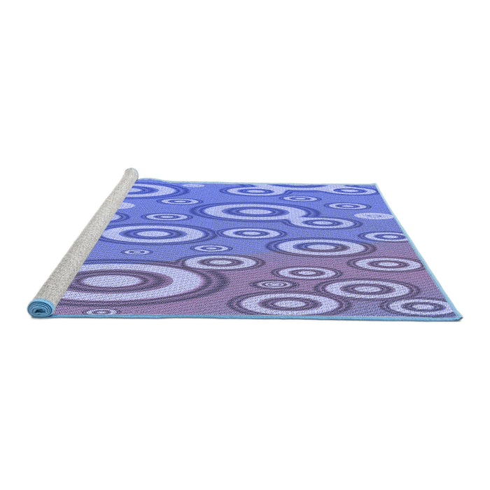 Sideview of Machine Washable Transitional Denim Blue Rug, wshpat2025blu