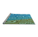 Sideview of Machine Washable Transitional Deep-Sea Green Rug, wshpat2025lblu