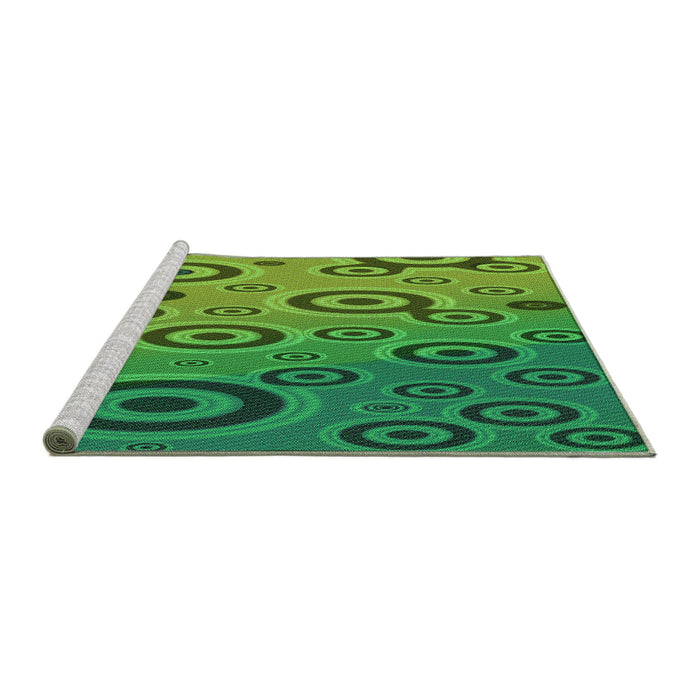 Sideview of Machine Washable Transitional Green Rug, wshpat2026grn