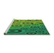 Sideview of Machine Washable Transitional Green Rug, wshpat2026grn