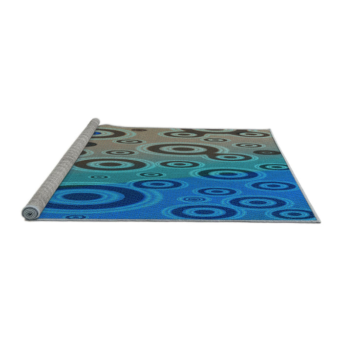 Sideview of Machine Washable Transitional Blue Rug, wshpat2026lblu