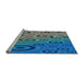 Sideview of Machine Washable Transitional Blue Rug, wshpat2026lblu