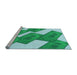 Sideview of Machine Washable Transitional Lime Mint Green Rug, wshpat2027lblu