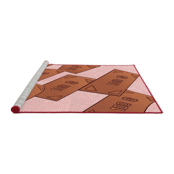 Sideview of Machine Washable Transitional Red Rug, wshpat2027rd