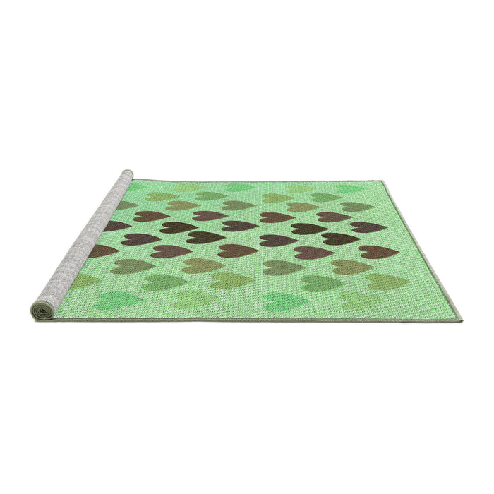 Sideview of Machine Washable Transitional Green Rug, wshpat2031grn