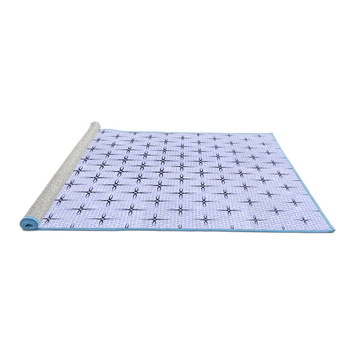 Sideview of Machine Washable Transitional Lavender Blue Rug, wshpat2032blu