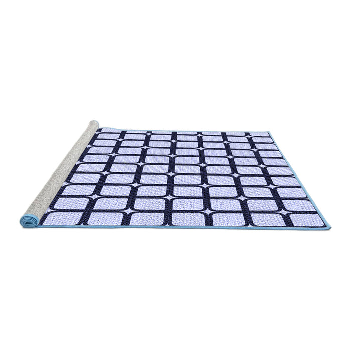 Sideview of Machine Washable Transitional Blue Rug, wshpat2034blu