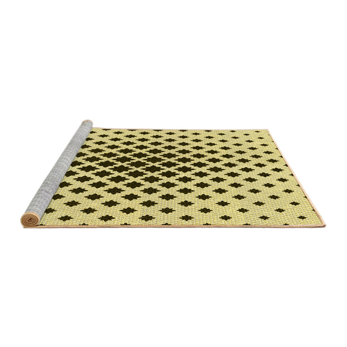 Sideview of Machine Washable Transitional Mustard Yellow Rug, wshpat2035yw