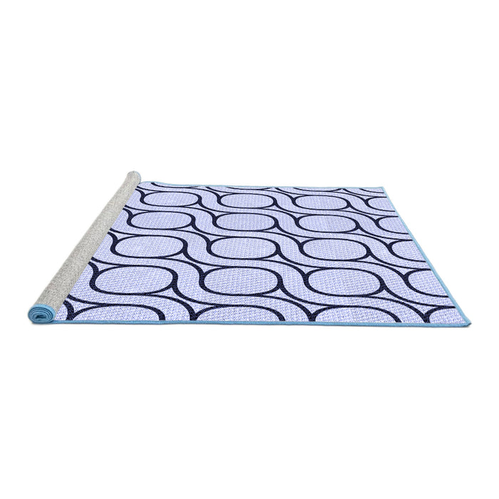 Sideview of Machine Washable Transitional Lavender Blue Rug, wshpat2037blu