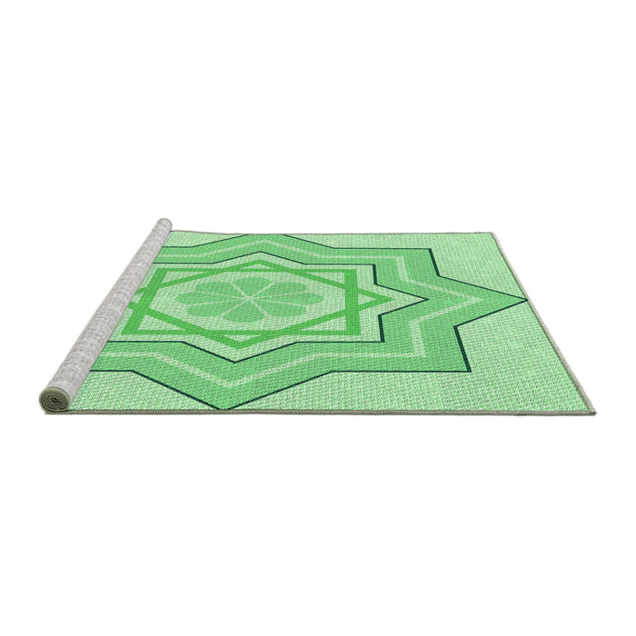 Sideview of Machine Washable Transitional Green Rug, wshpat2038grn
