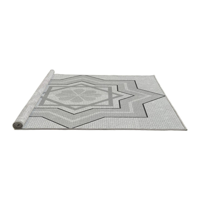 Sideview of Machine Washable Transitional Platinum Gray Rug, wshpat2038gry