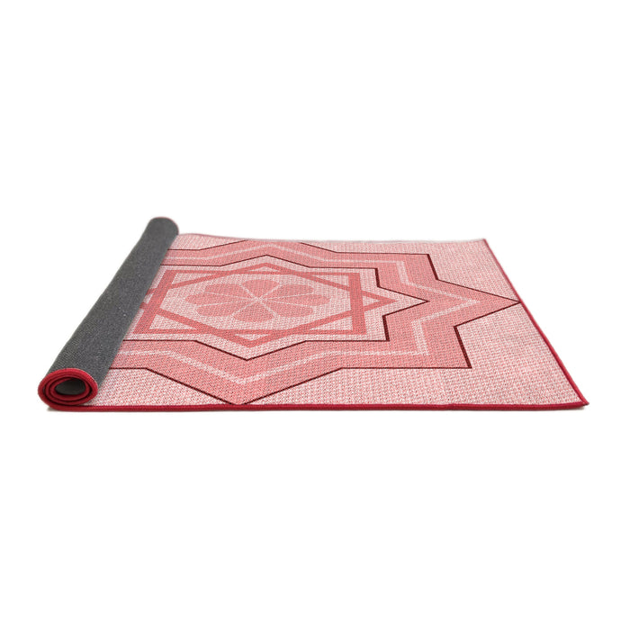 Thickness of Patterned Light Red Pink Rug, pat2038rd