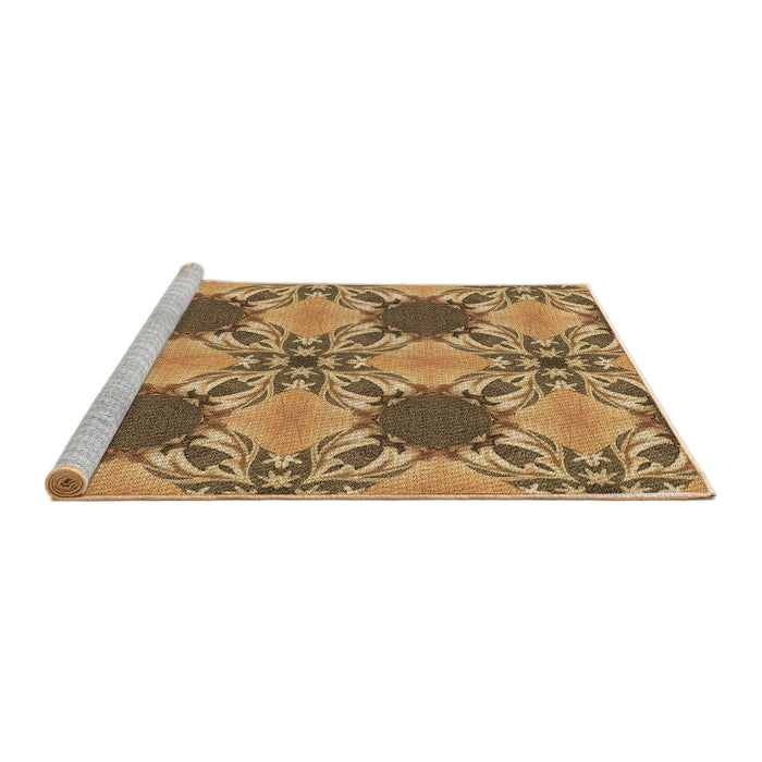 Sideview of Machine Washable Transitional Saddle Brown Rug, wshpat2039brn