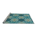 Sideview of Machine Washable Transitional Medium Turquoise Green Rug, wshpat2039lblu